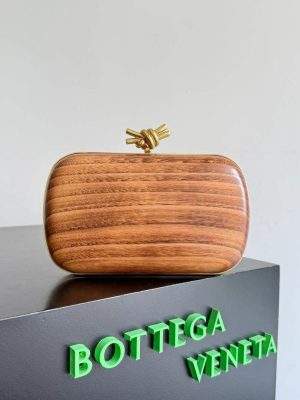 Copy Bottega Veneta Knot Shou Sugi Ban Wood Replica Clutch Bag