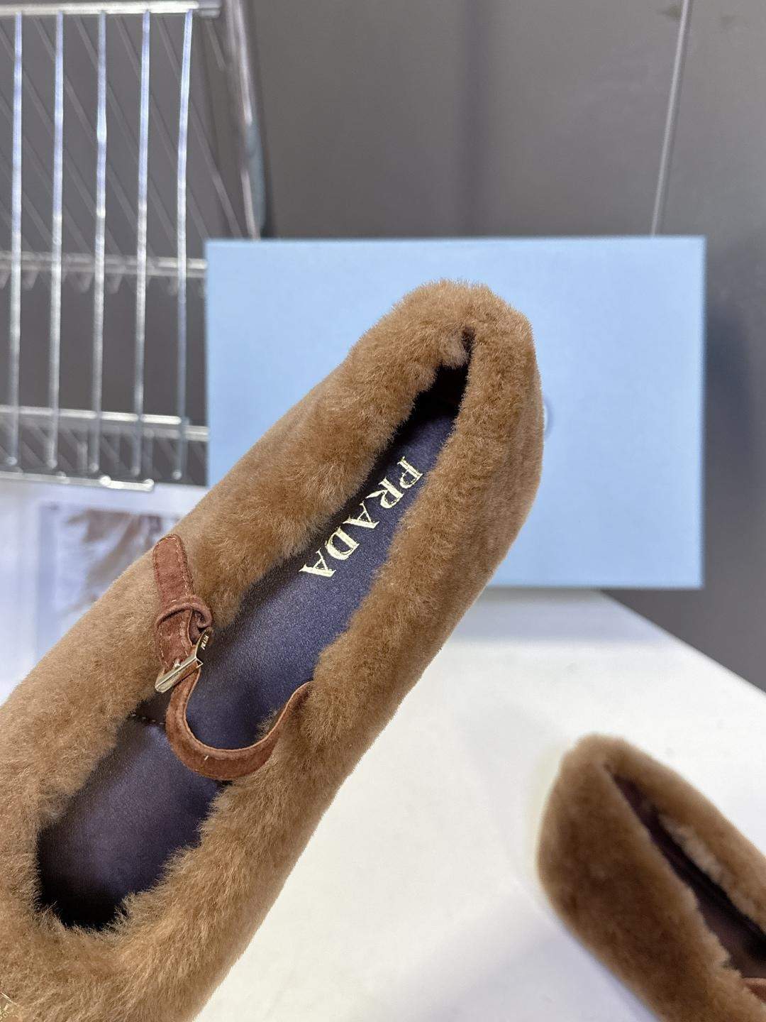 Exact Copy Prada Shearling Replica Ballerinas - Image 7