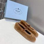 Exact Copy Prada Shearling Replica Ballerinas