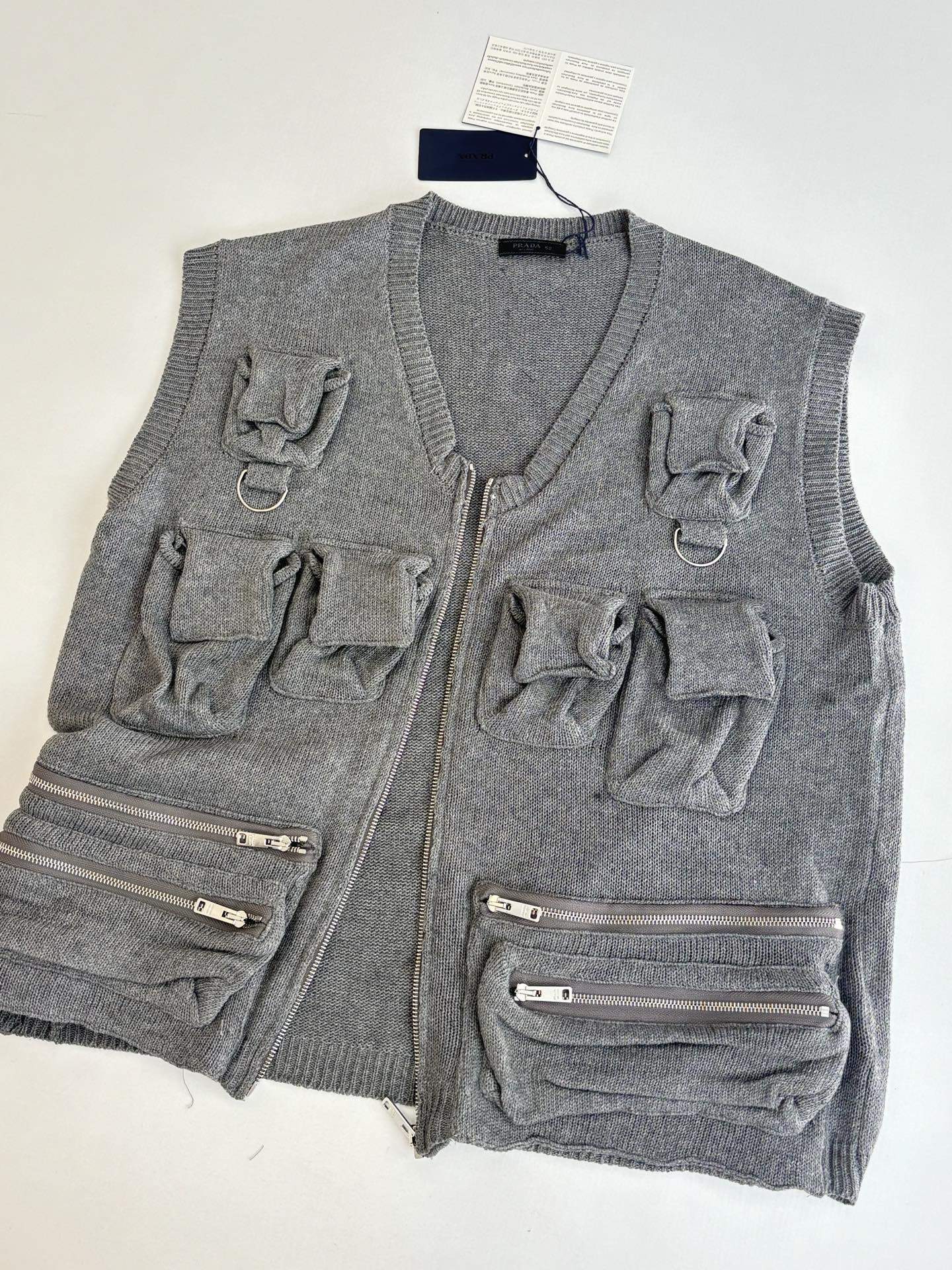 Elite Prada Flap-pocket Shetland Wool Replica Vest - Image 3