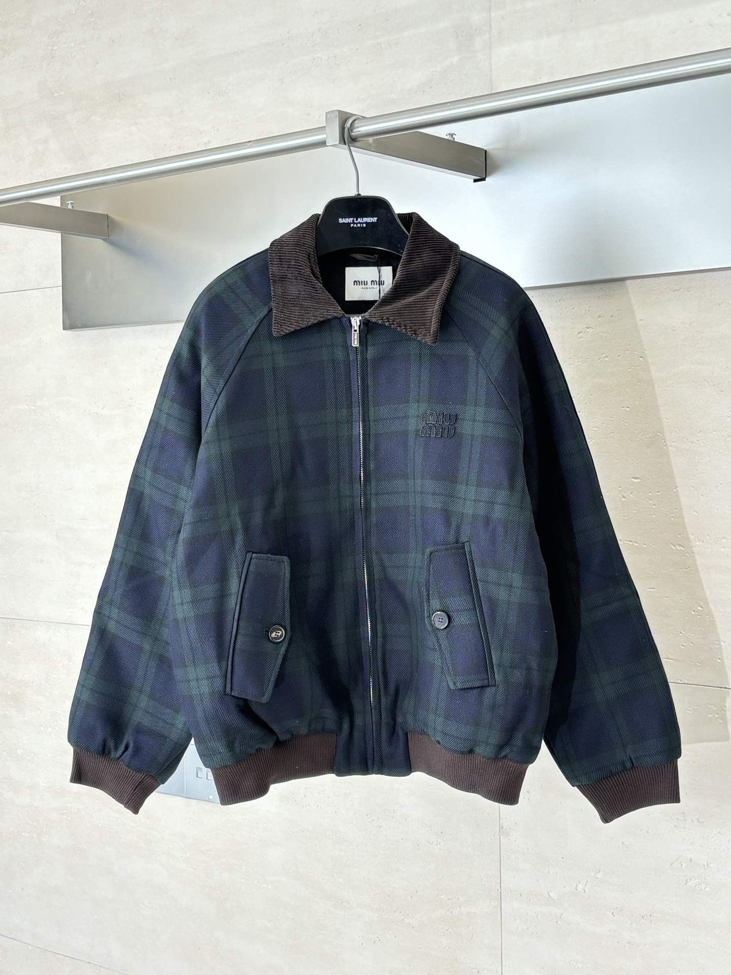 Deluxe Miu Miu Checked Twill Replica Blouson Jacket
