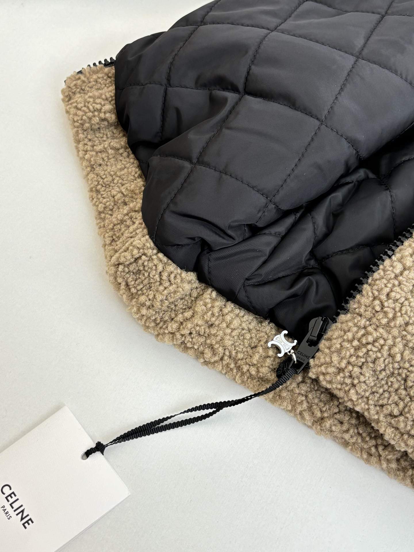 Copy Celine Hooded Replica Jacket In Wool And Cotton Fleece - Image 9