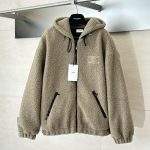 Copy Celine Hooded Replica Jacket In Wool And Cotton Fleece