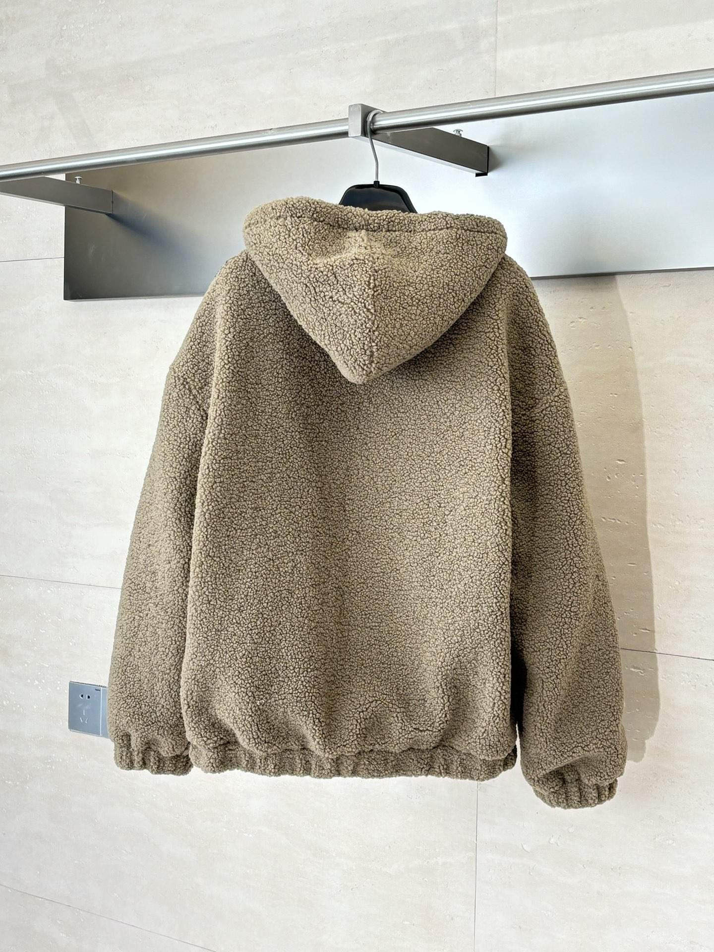 Copy Celine Hooded Replica Jacket In Wool And Cotton Fleece - Image 2