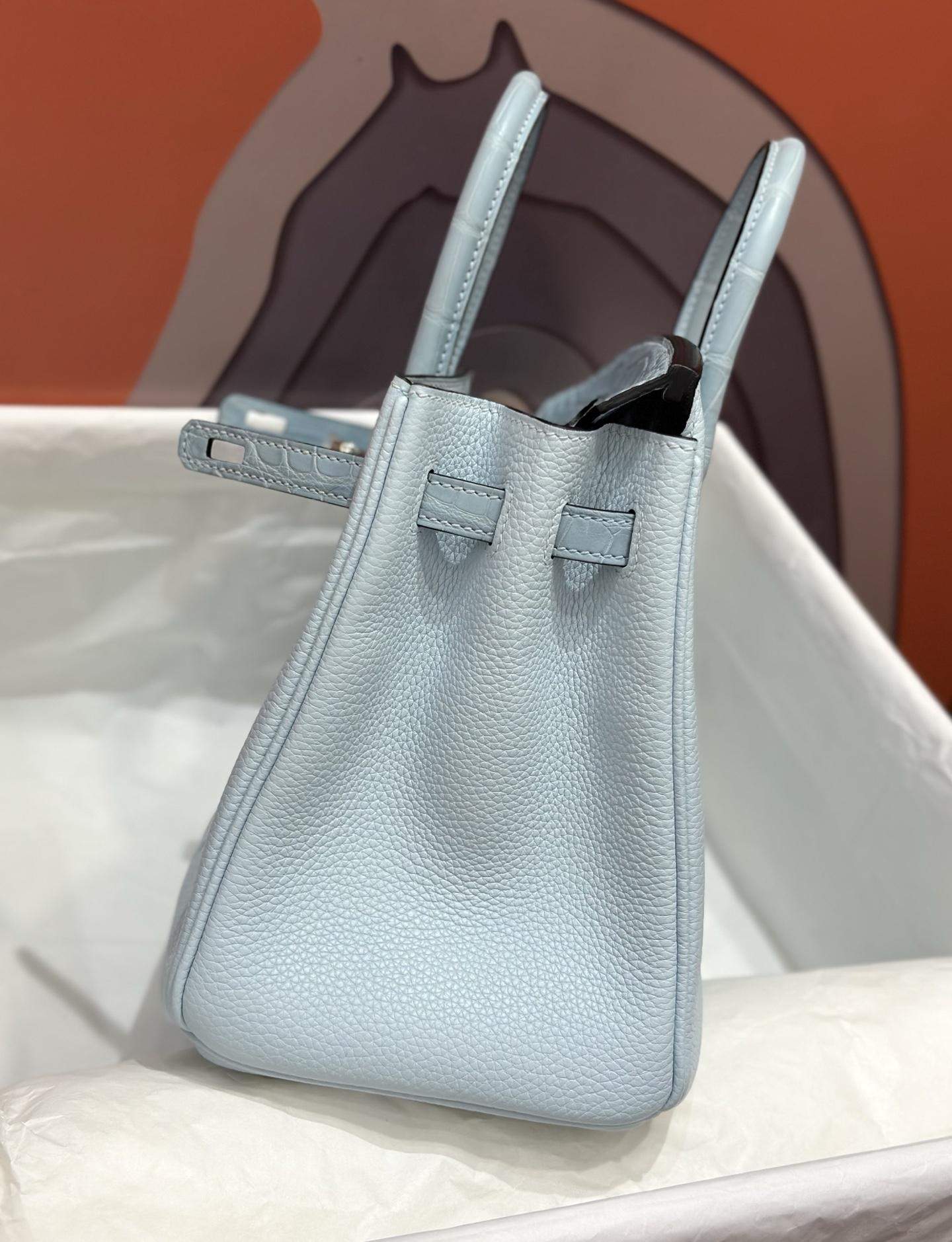 Premium Hermes Birkin Touch 25 cm Replica Bag In Togo Leather With Silver-Tone Metal - Image 6