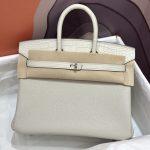 Premium Hermes Birkin Touch 25 cm Replica Bag In Togo Leather With Silver-Tone Metal - Beige