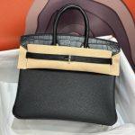 Premium Hermes Birkin Touch 25 cm Replica Bag In Togo Leather With Silver-Tone Metal - Black