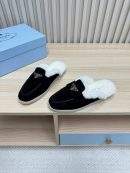 Finest Prada Suede And Shearling Replica Slippers