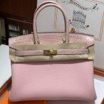 Deluxe Hermes Birkin Touch 25 cm Replica Bag In Togo & Shiny Crocodile Leather With Gold Hardware - Light Pink