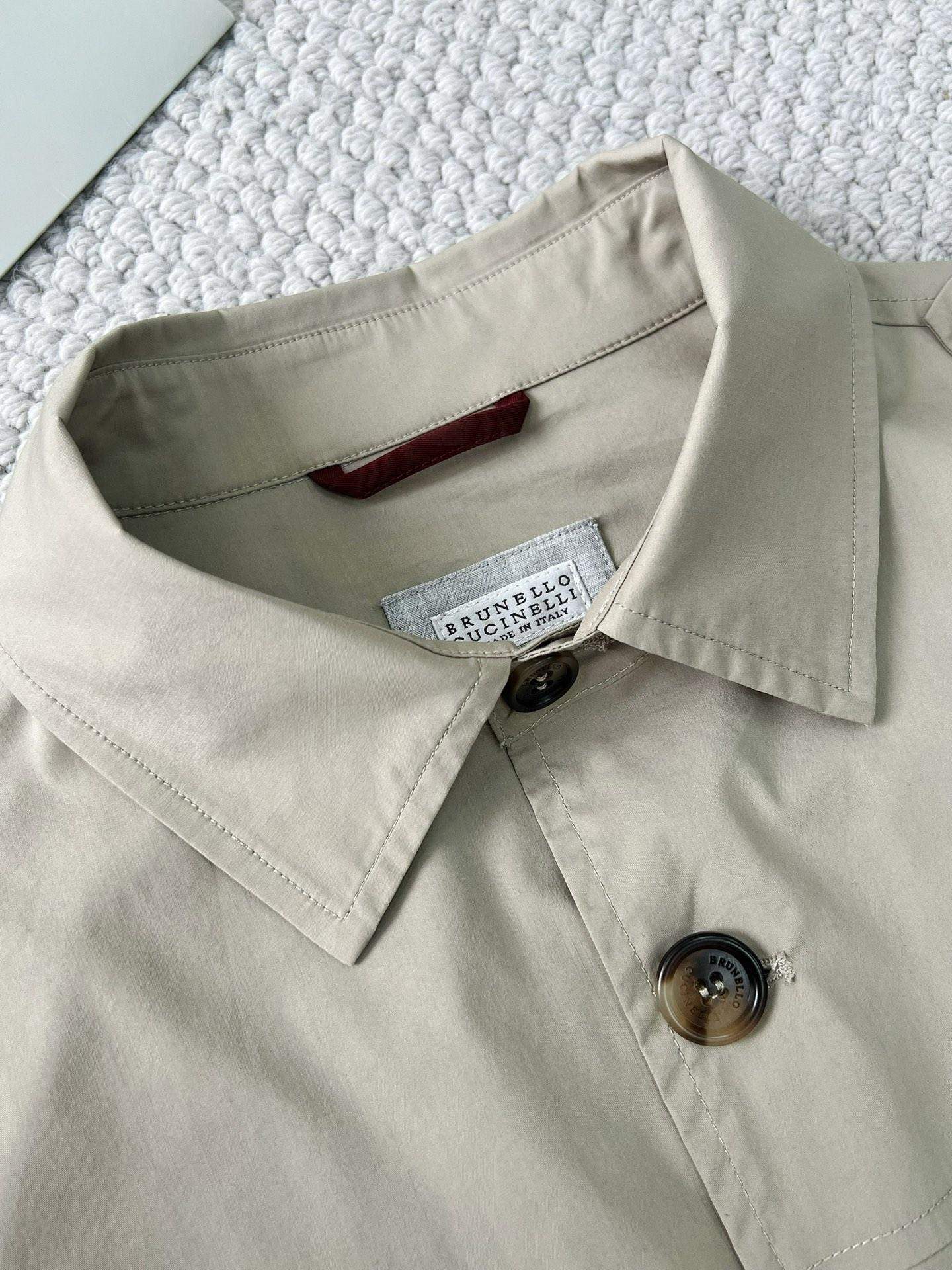 Luxury Replica Brunello Cucinelli Lightweight Techno Cotton Poplin Unlined Safari Jacket - Image 10
