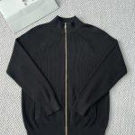 Deluxe Brunello Cucinelli Malfile Cotton English Rib Replica Cardigan With Raglan Sleeves And Zipper - Dark Gray