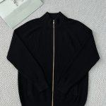 Deluxe Brunello Cucinelli Malfile Cotton English Rib Replica Cardigan With Raglan Sleeves And Zipper - Black