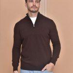 Superior Brunello Cucinelli Cashmere Replica Sweater With Half Zip - Dark Brown