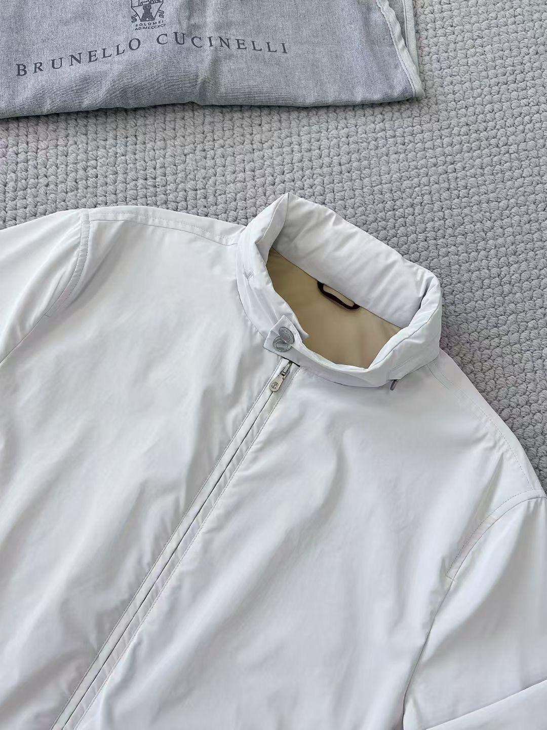 Elite Brunello Cucinelli Stretch Bonded Nylon Replica Bomber Jacket - Image 3