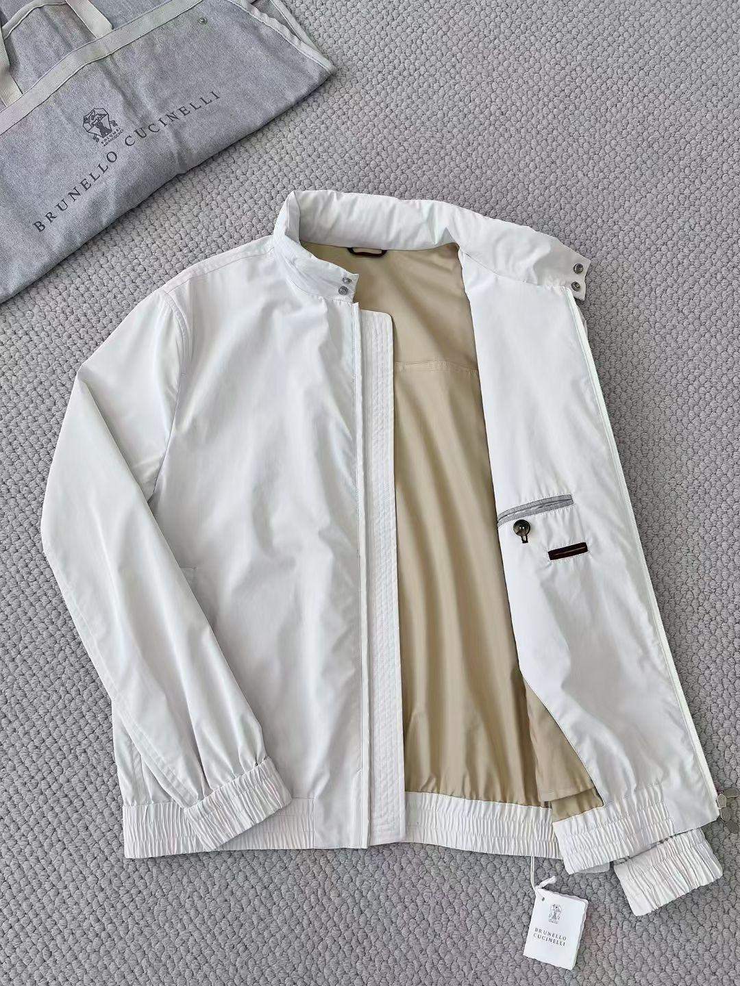 Elite Brunello Cucinelli Stretch Bonded Nylon Replica Bomber Jacket - Image 2