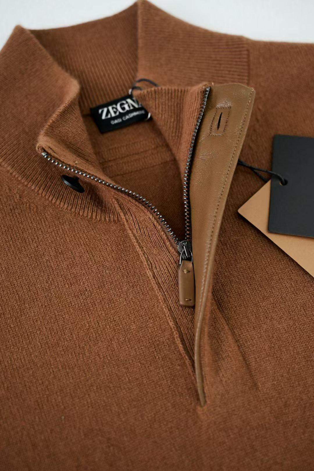 Copy Ermenegildo Zegna Oasi Cashmere Zip Mock Neck Replica Sweater - Image 9