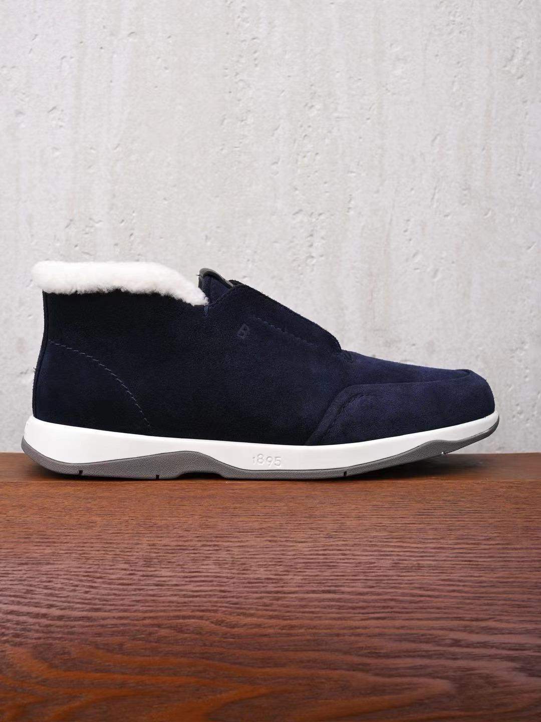 Top Grade Berluti Echappee Suede Replica Slip On - Navy Blue