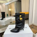 Copy Givenchy Shark Lock Stiletto Replica Ankle Boots In Nappa Leather - Black