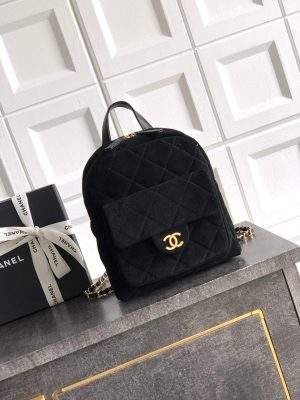 Copy Suede Calfskin And Gold-Tone Metal Replica Backpack