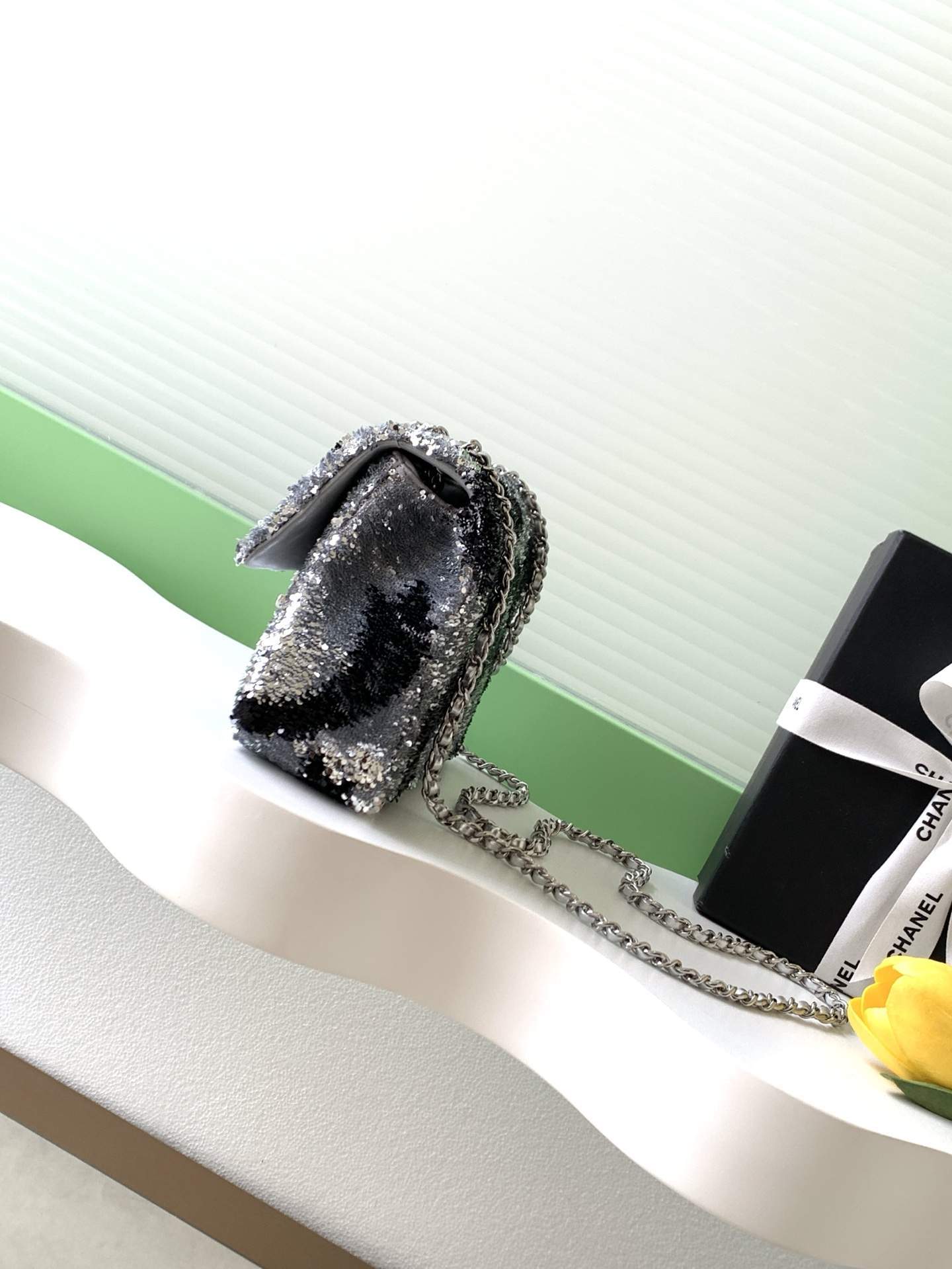 Mirror Quality Replica Flap Bag With Sequins - Image 3