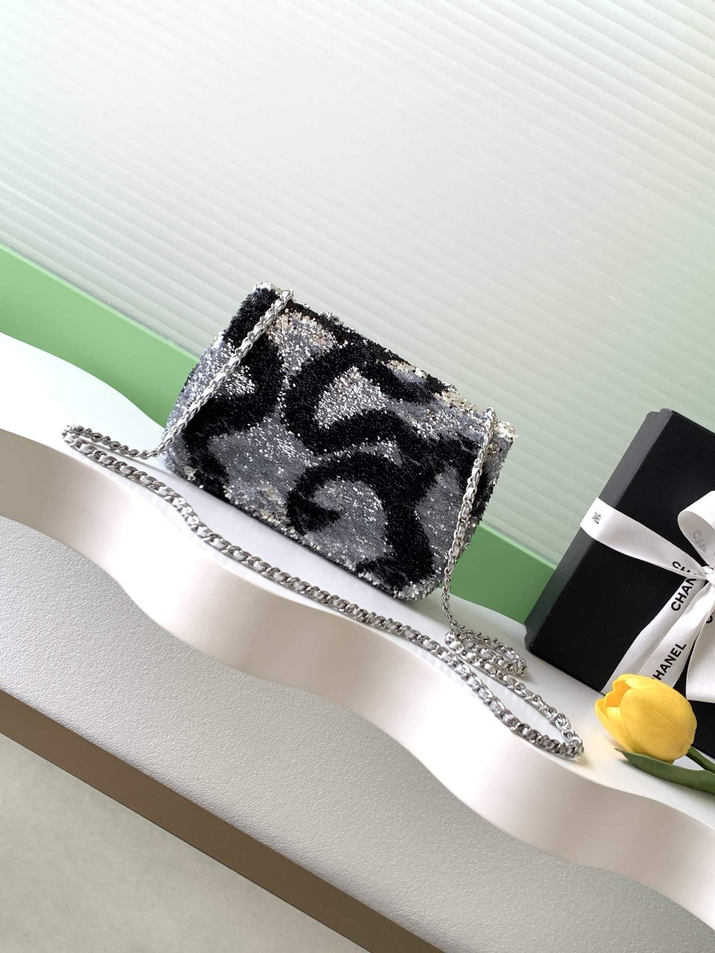 Mirror Quality Replica Flap Bag With Sequins - Image 2