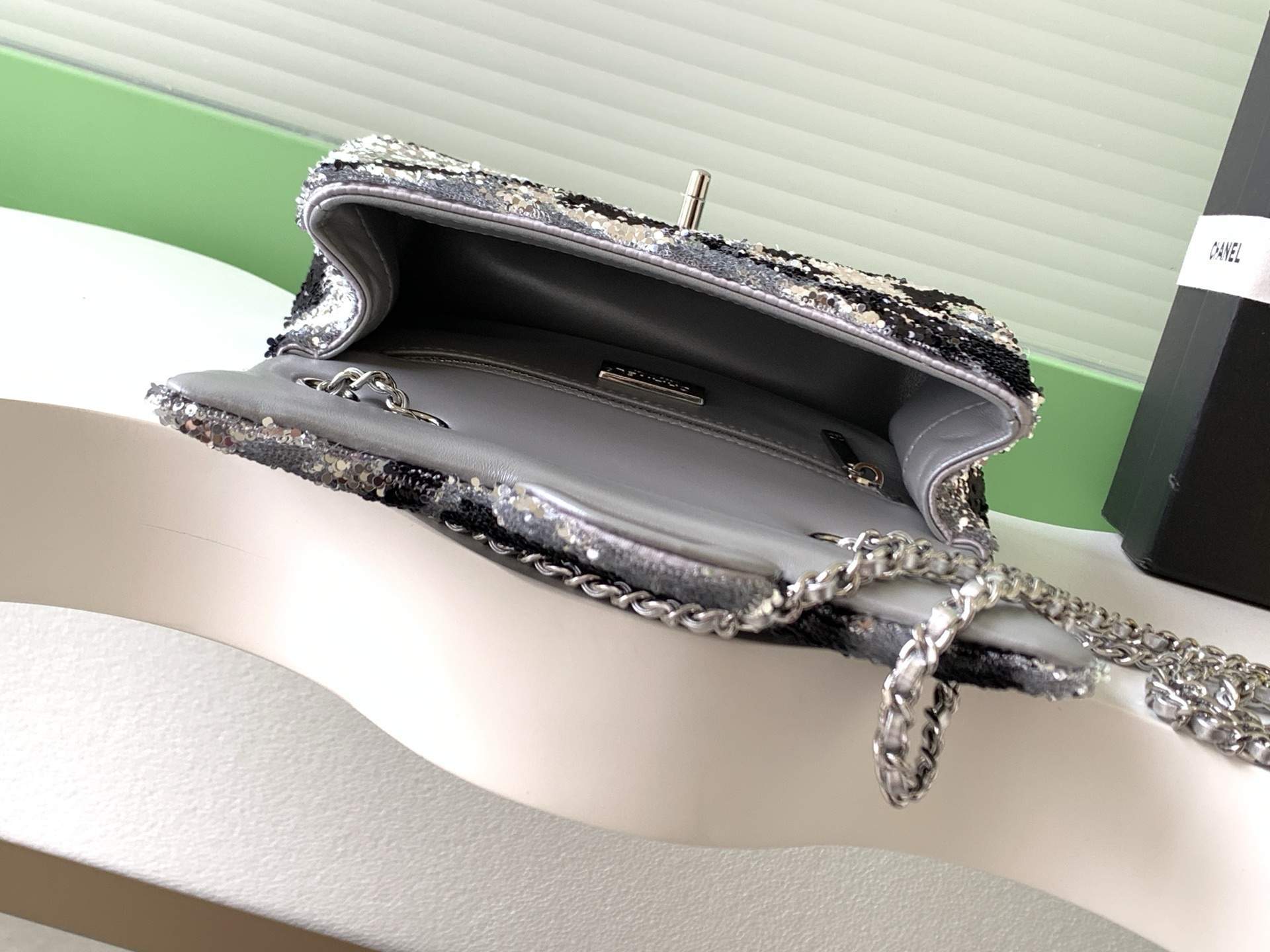 Mirror Quality Replica Flap Bag With Sequins - Image 5