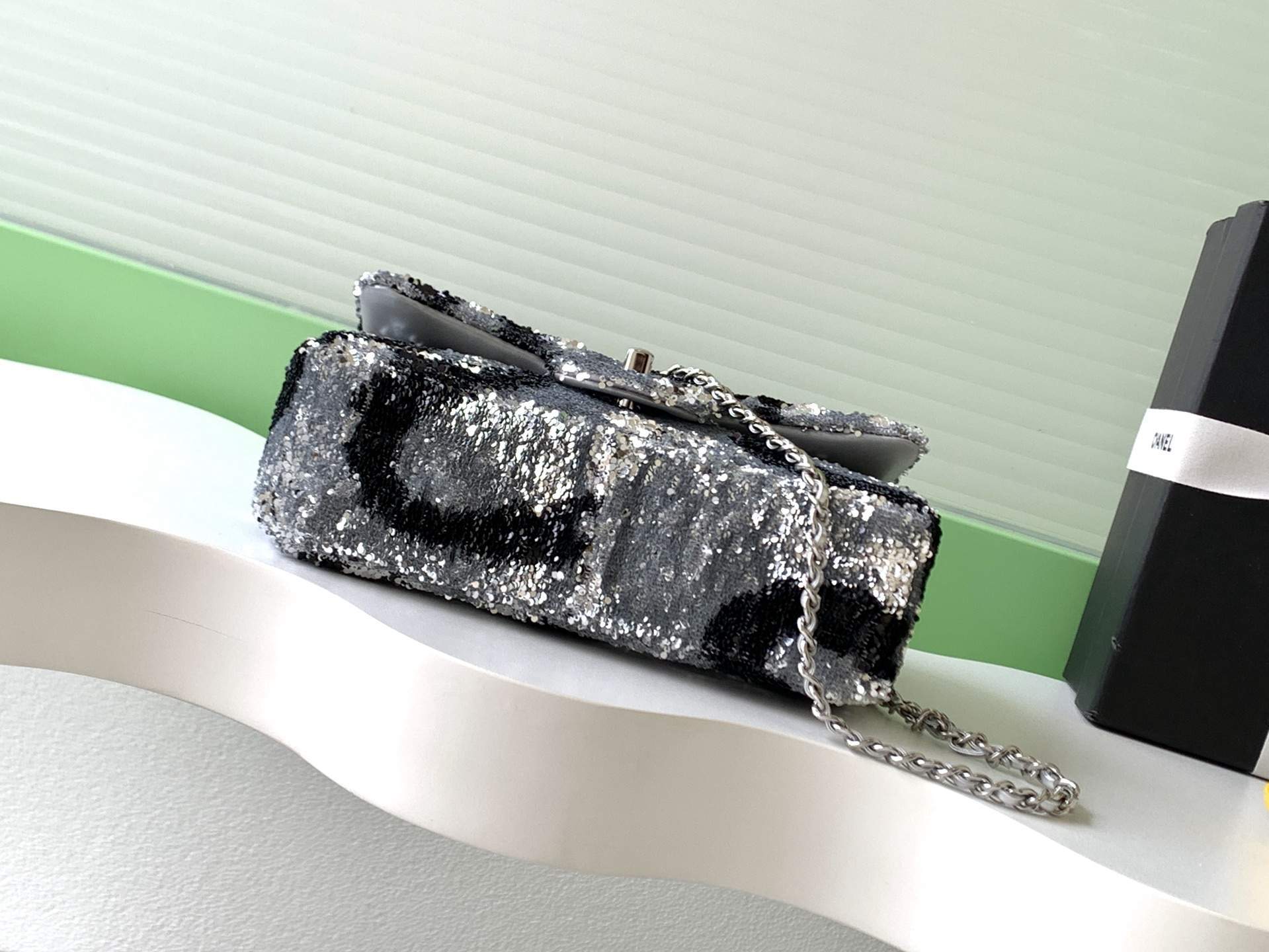 Mirror Quality Replica Flap Bag With Sequins - Image 4