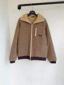 Copy Miu Miu Fleece-Lined Checked Replica Blouson Jacket