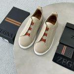 Shop Replica Ermengildo Zegna Canvas Triple Stitch Sneakers - Beige