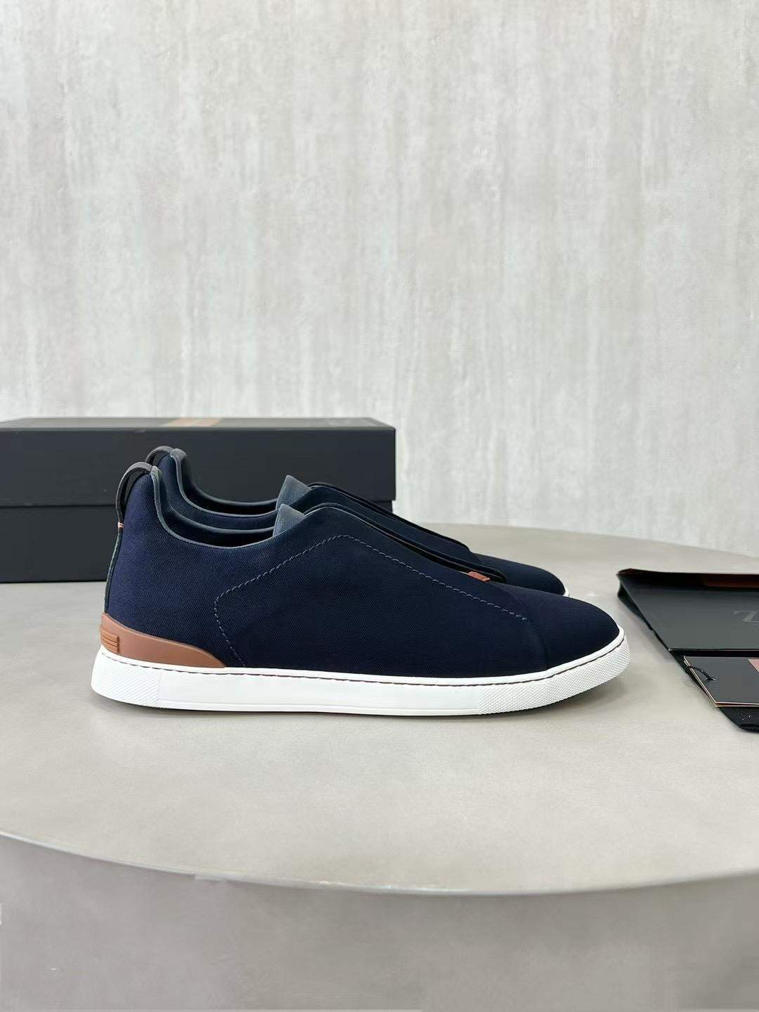 Shop Replica Ermengildo Zegna Canvas Triple Stitch Sneakers - Image 2