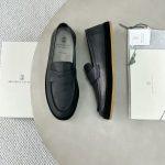 First Copy Brunello Cucinelli Soft Calfskin Loafer Sneakers - Black