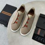 Shop Replica Ermengildo Zegna Canvas Triple Stitch Sneakers - Light Brown