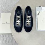 High Quality Brunello Cucinelli Washed Suede Replica Sneakers - Navy Blue