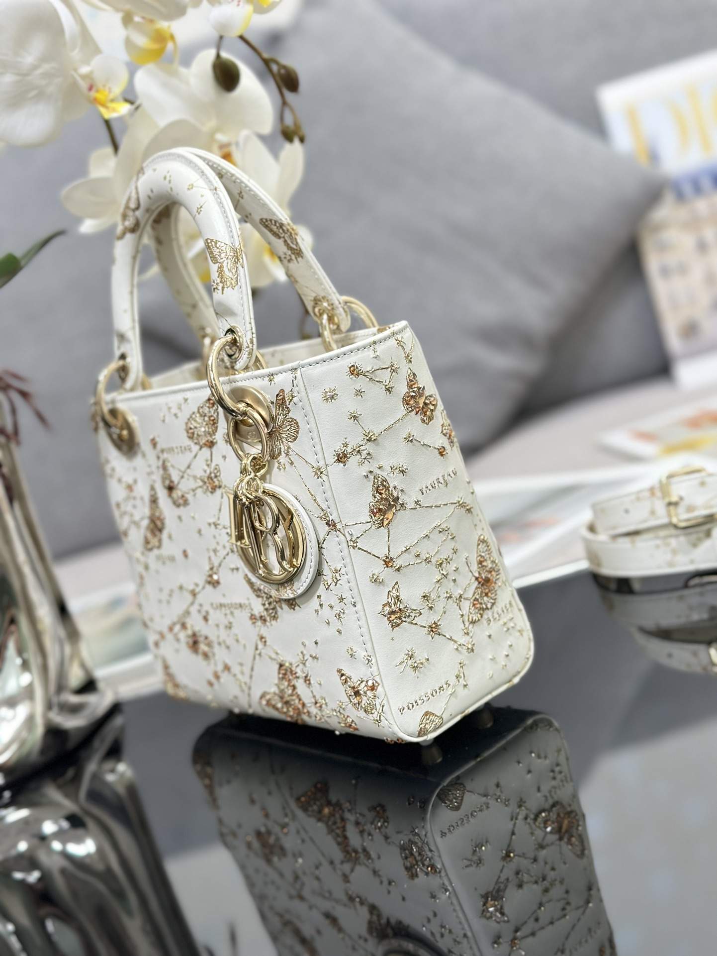 Christian Dior Zodiac Embroidered Small Lady Dior Replica Bag - Image 3
