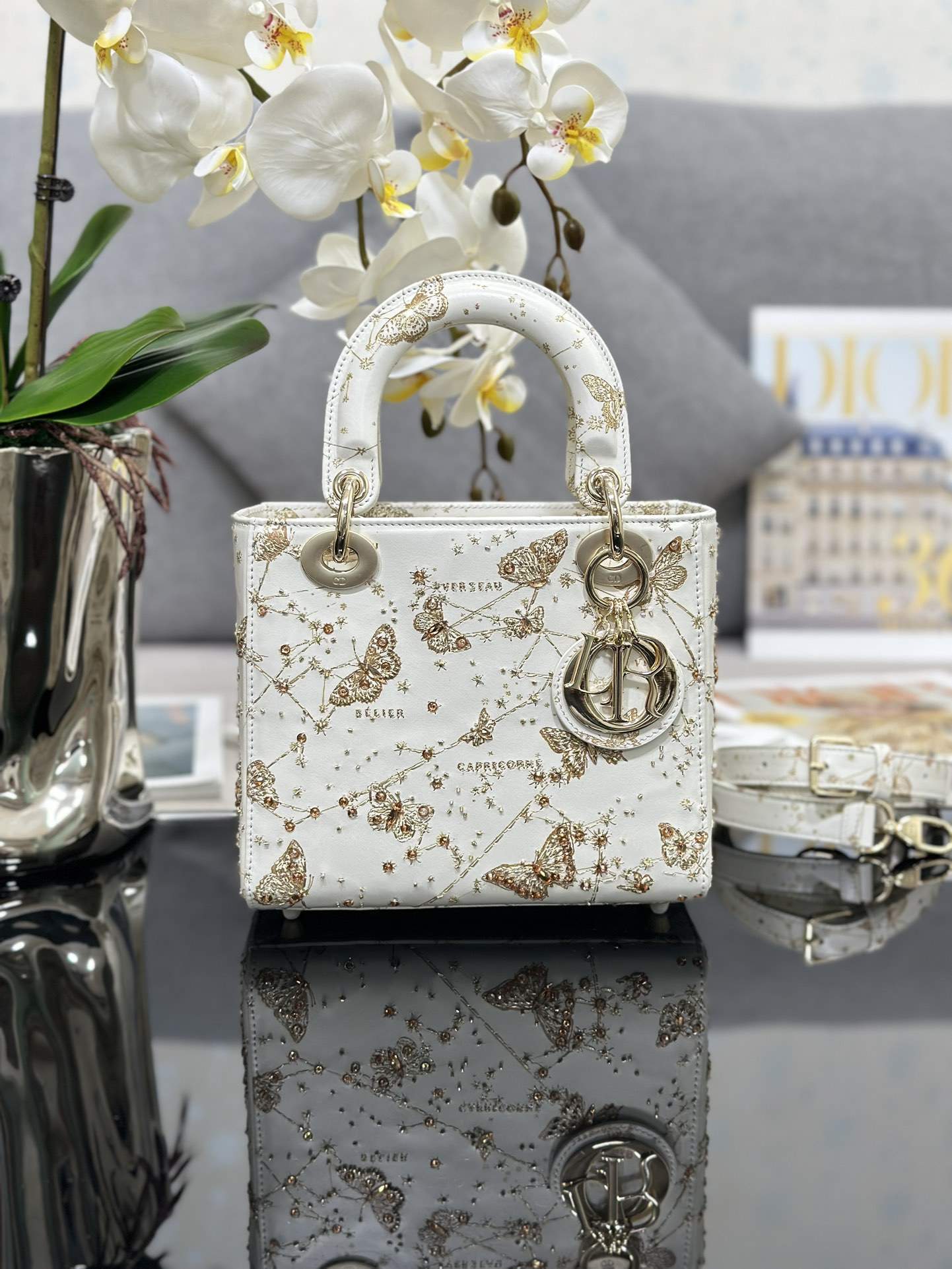 Christian Dior Zodiac Embroidered Small Lady Dior Replica Bag