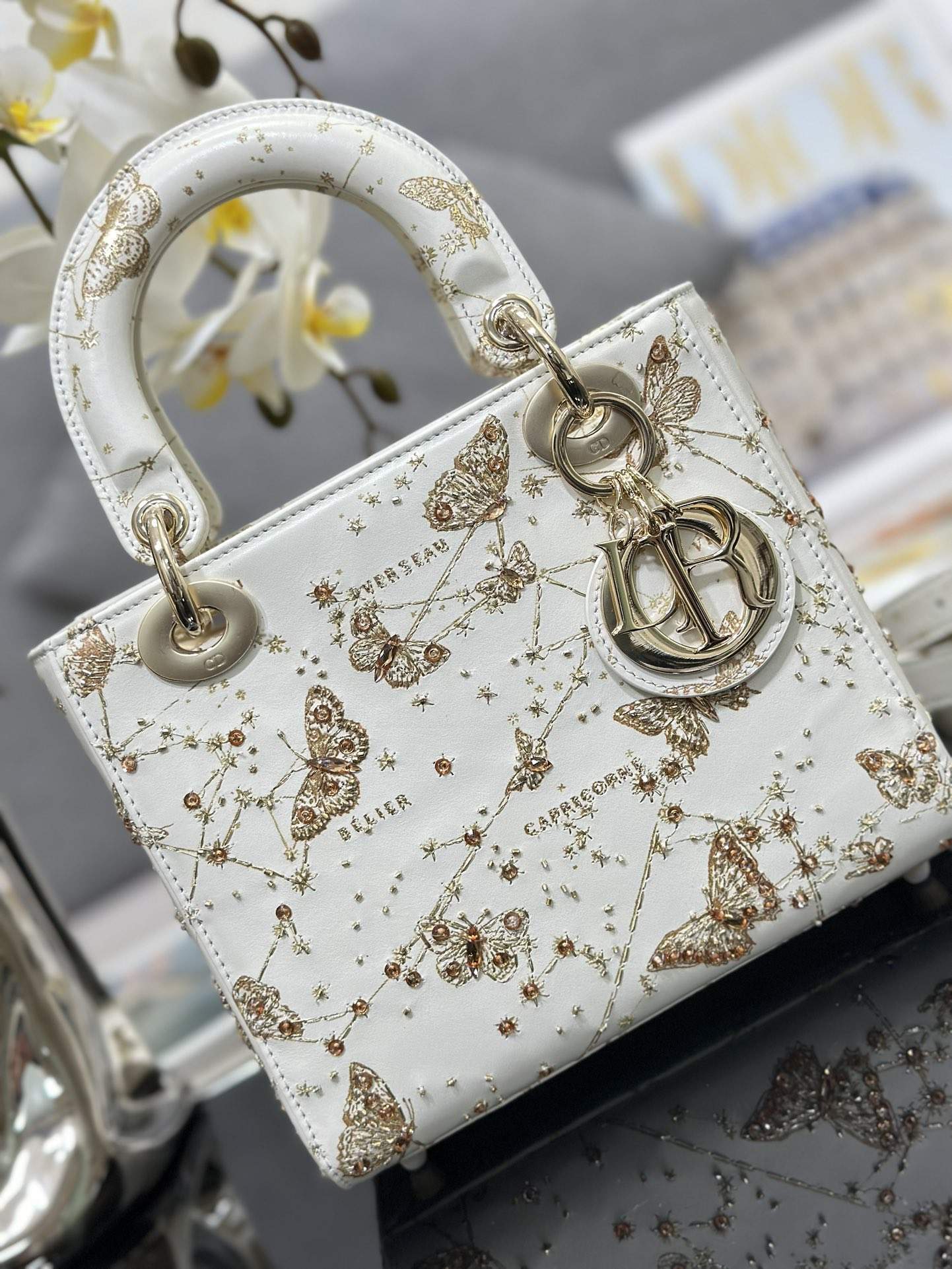 Christian Dior Zodiac Embroidered Small Lady Dior Replica Bag - Image 4
