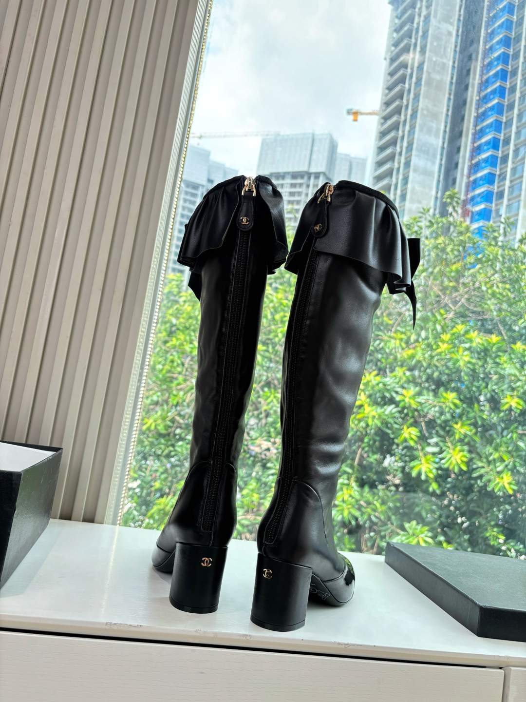 Deluxe Stretch Lambskin & Patent Calfskin Replica High Boots - Image 7