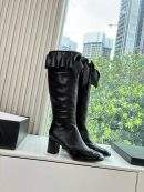 Deluxe Stretch Lambskin & Patent Calfskin Replica High Boots