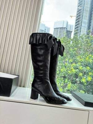 Deluxe Stretch Lambskin & Patent Calfskin Replica High Boots