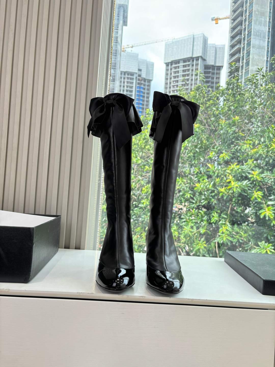 Deluxe Stretch Lambskin & Patent Calfskin Replica High Boots - Image 2