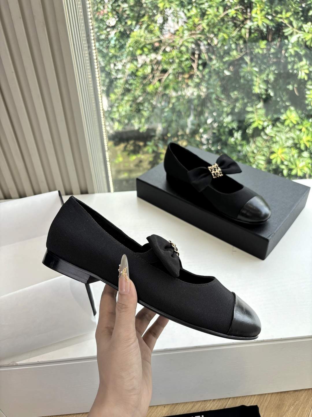 Exact Copy Grosgrain And Calfskin Replica Mary Janes - Image 4