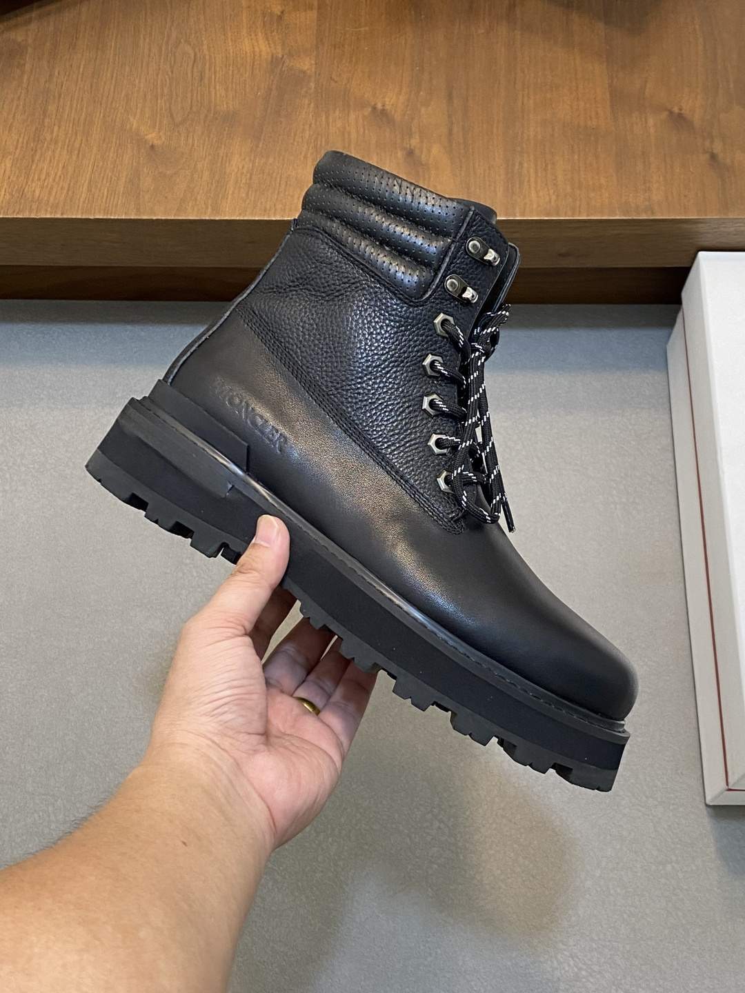 Superior Moncler Peka Lace-Up Leather Replica Boots - Image 6