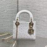 Deluxe Christian Dior Lady Dior Ostrich Replica Mini Bag - White