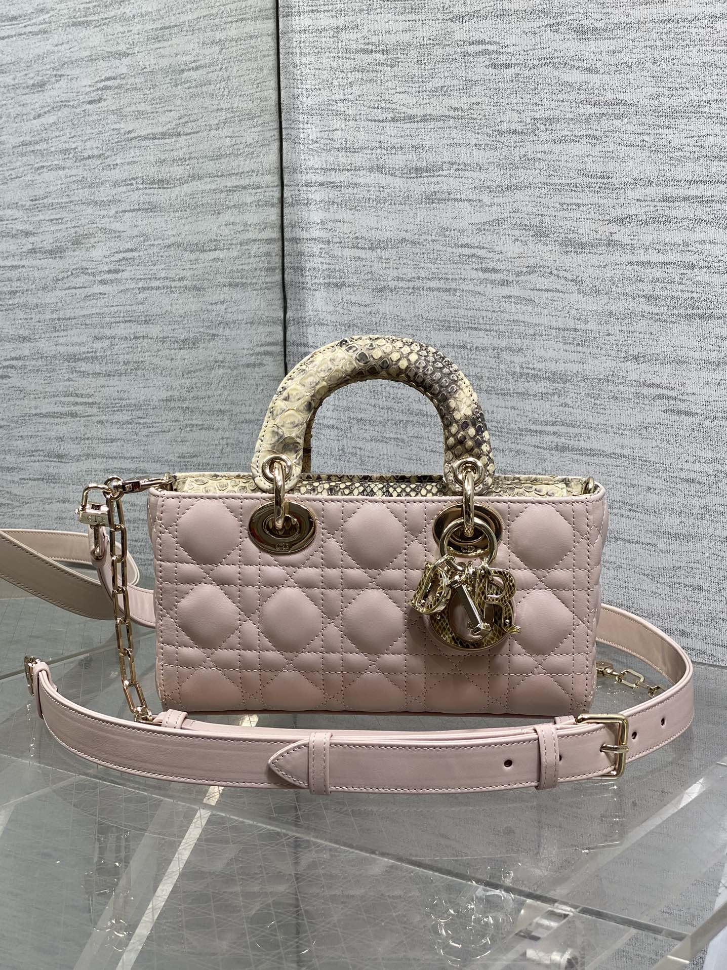 Lux Christian Dior Small Lady D-Joy Replica Bag With a Python Top Handle - Image 3
