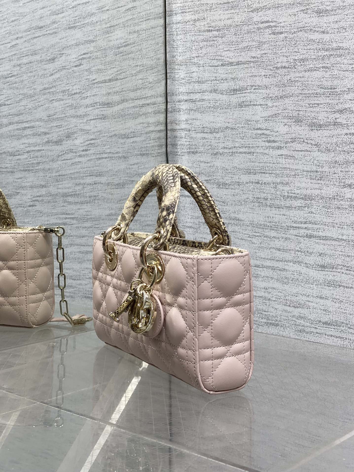 Lux Christian Dior Small Lady D-Joy Replica Bag With a Python Top Handle - Image 4