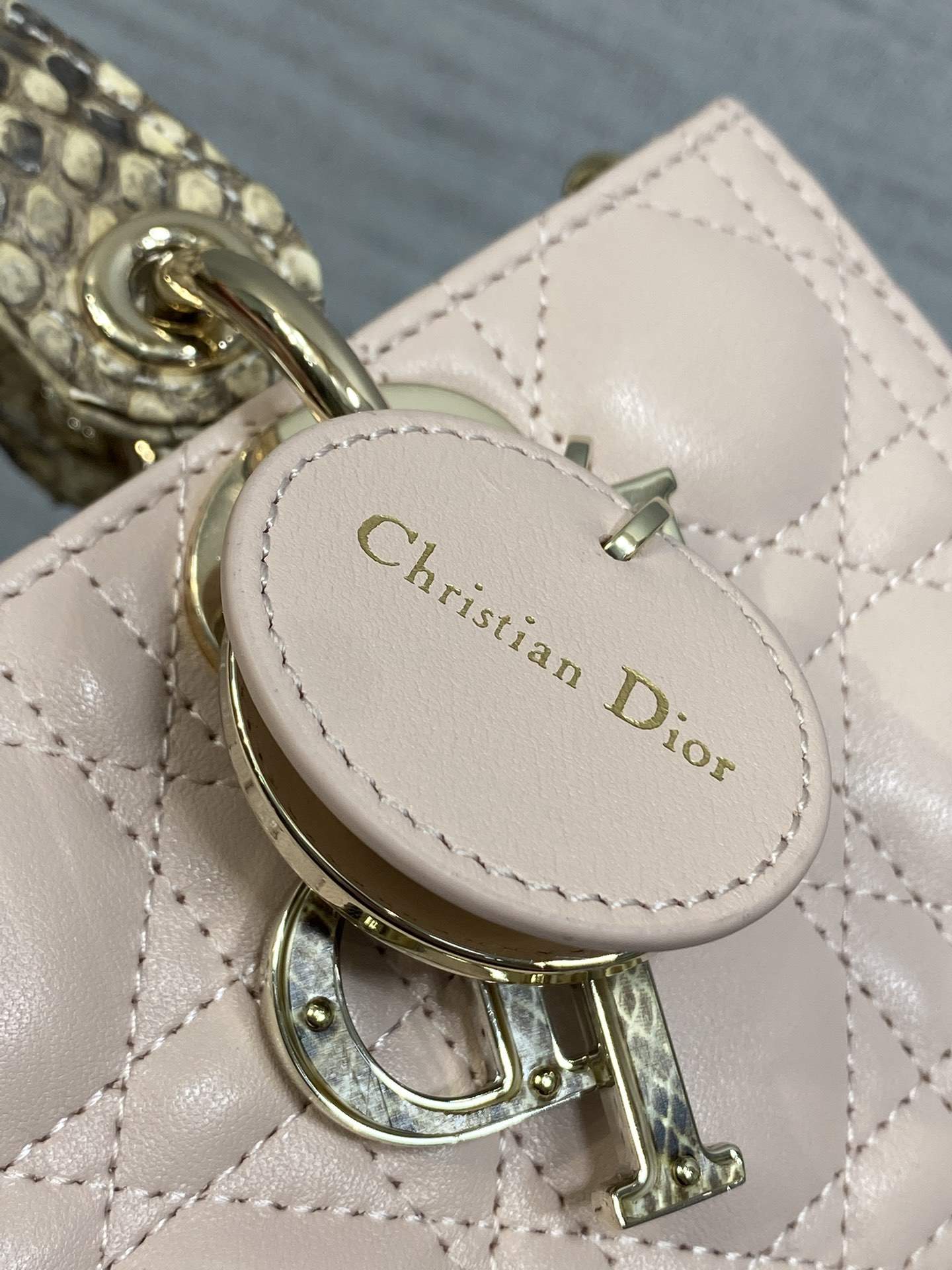 Lux Christian Dior Small Lady D-Joy Replica Bag With a Python Top Handle - Image 7