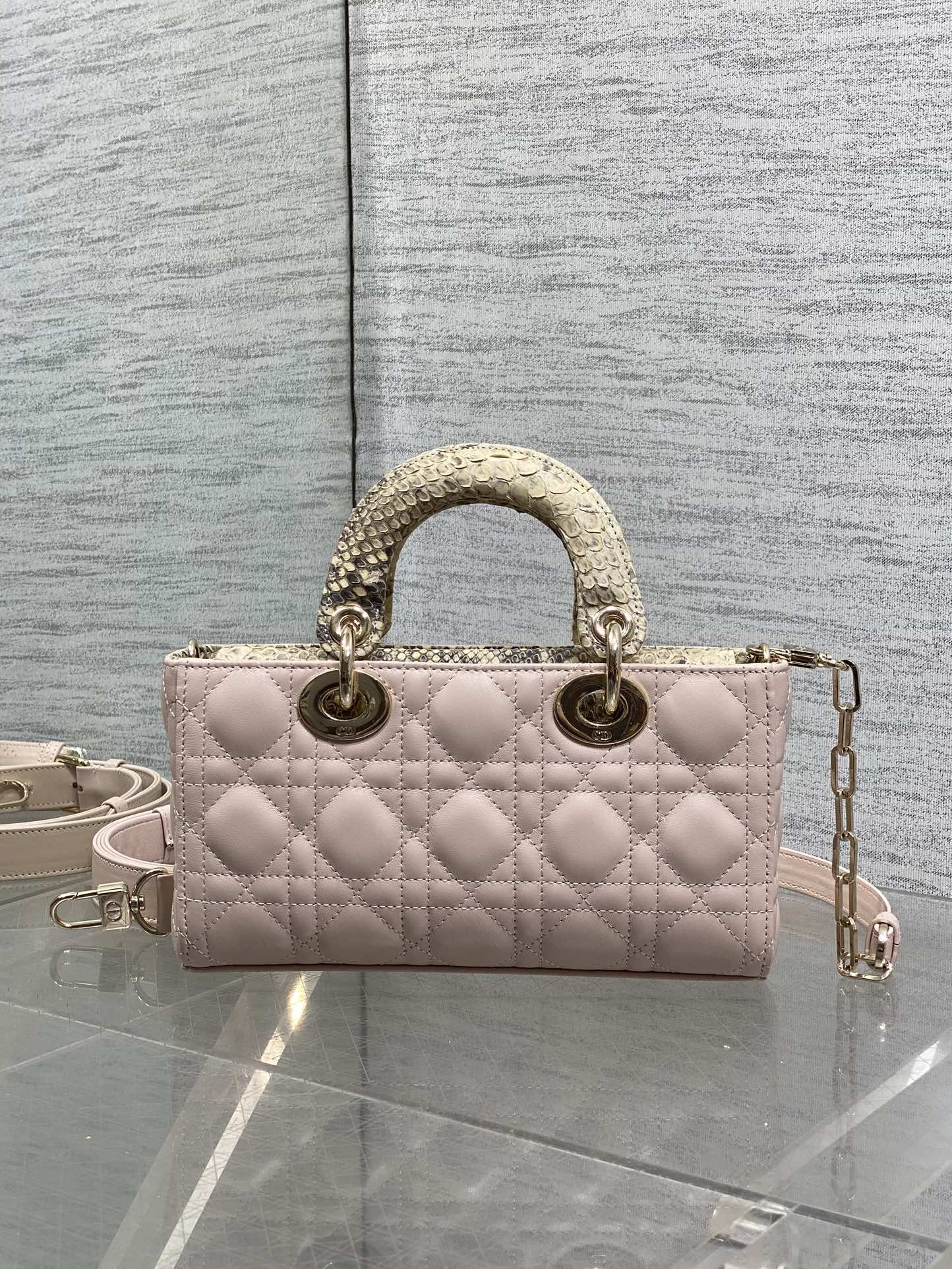 Lux Christian Dior Small Lady D-Joy Replica Bag With a Python Top Handle - Image 2