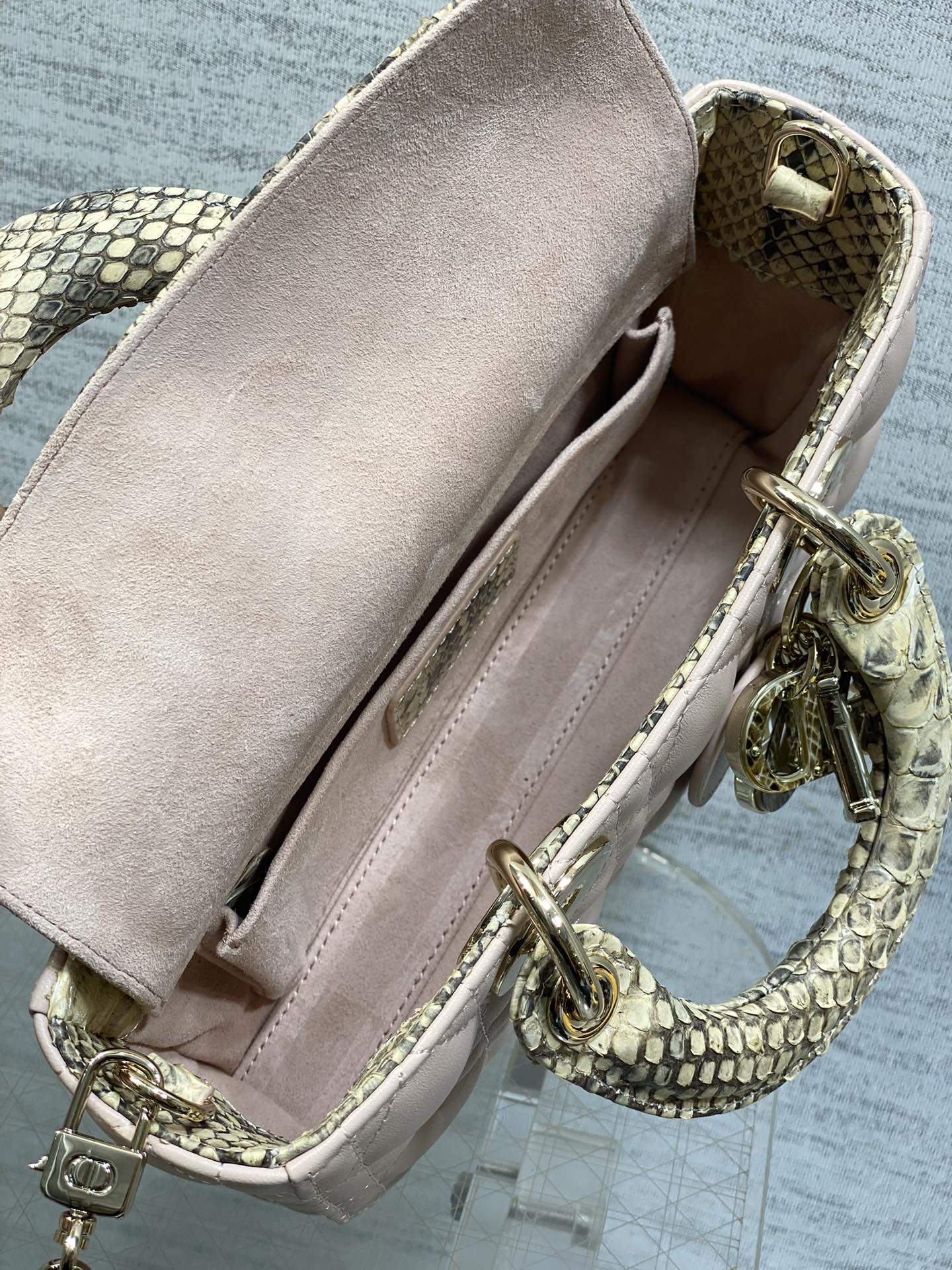 Lux Christian Dior Small Lady D-Joy Replica Bag With a Python Top Handle - Image 8