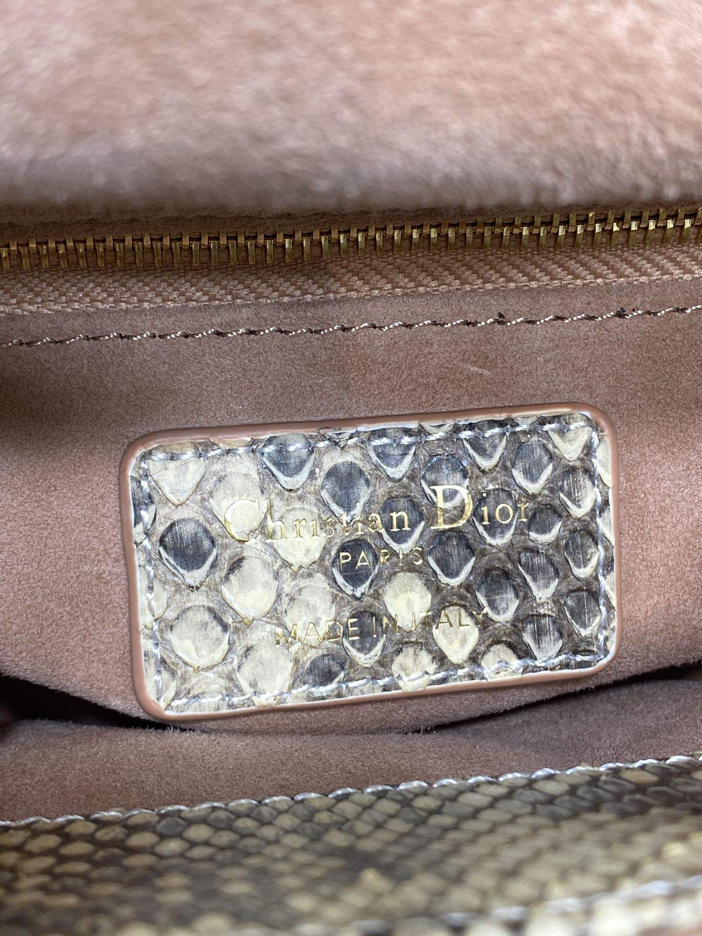 Copy Christian Dior Mini Lady Dior With a Python-Skin Replica Top Handle - Image 9