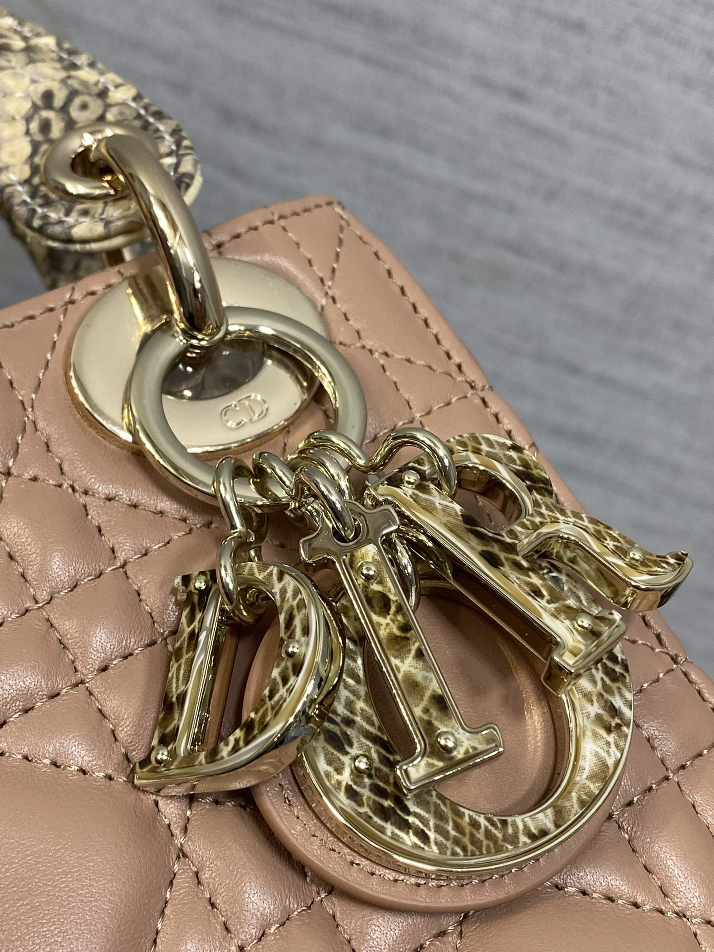 Copy Christian Dior Mini Lady Dior With a Python-Skin Replica Top Handle - Image 8